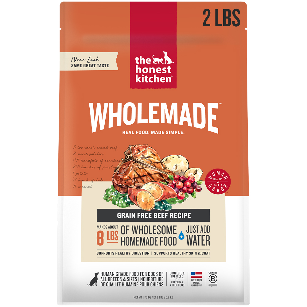 The Honest Kitchen WholeMade Grain Free Beef Recipe Dehydrated Dog Food - Front, 2 LB