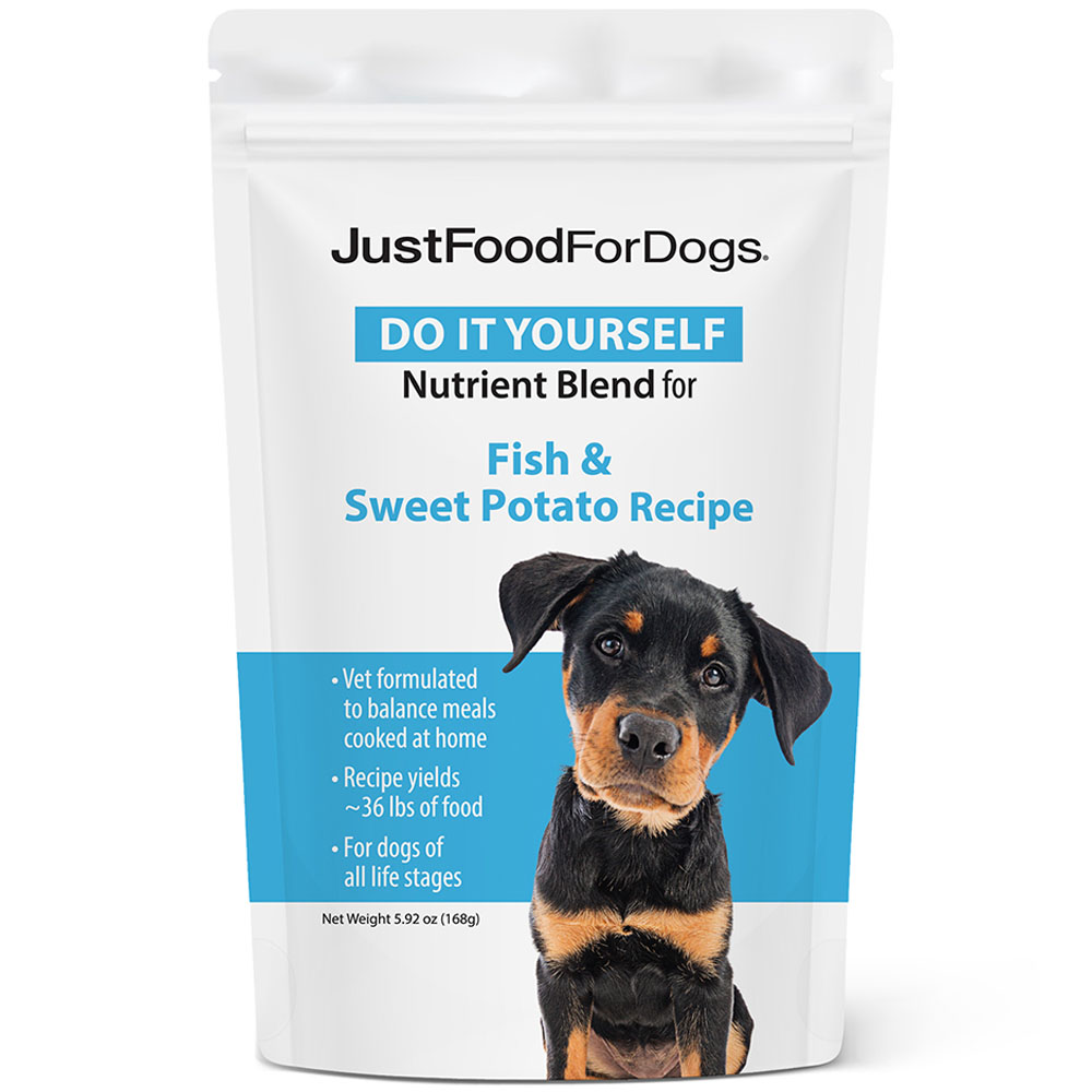 JustFoodforDogs Do It Yourself Nutrient Blend for Fish & Sweet Potato Recipe