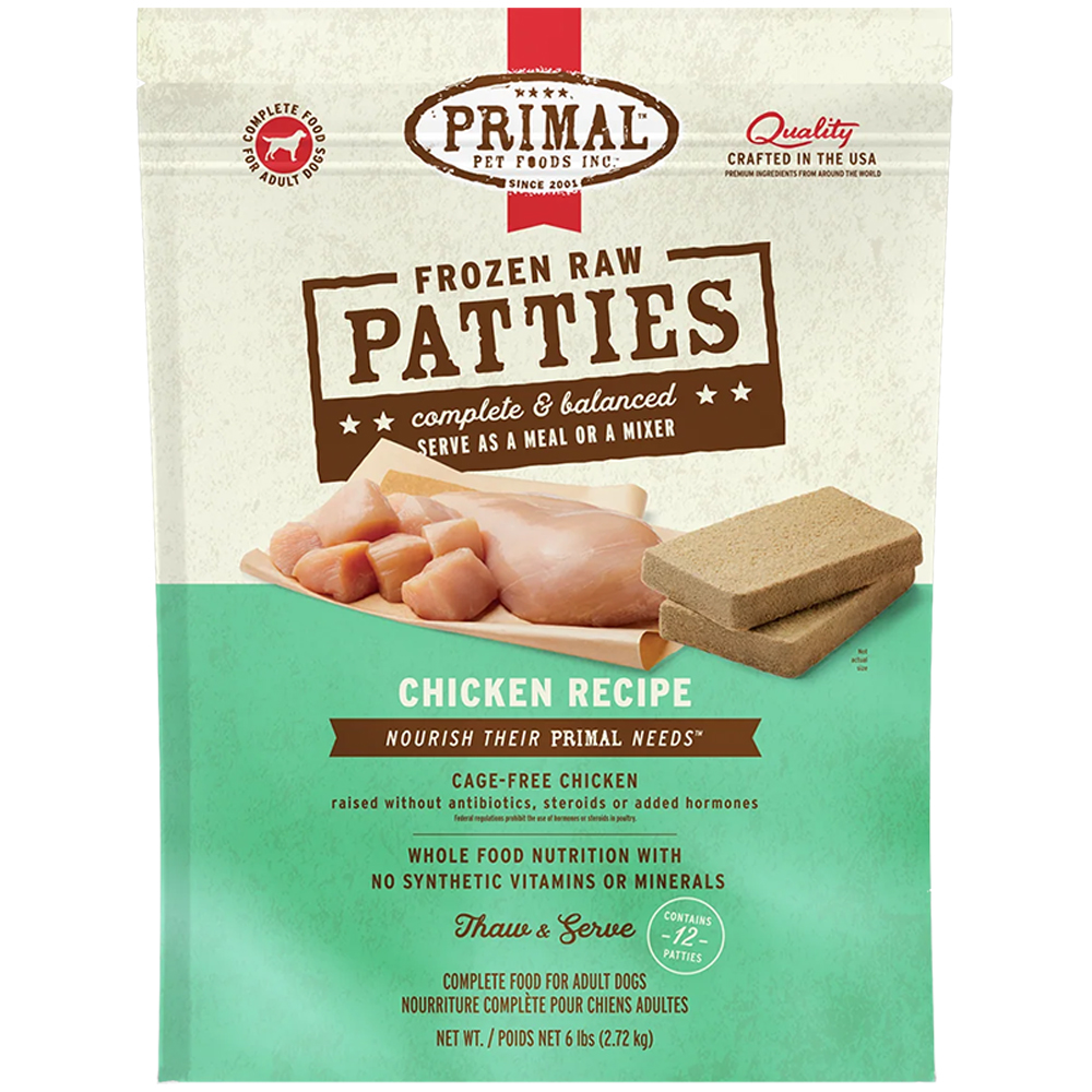 Primal Raw Frozen Canine Patties Chicken Formula Dog Food
