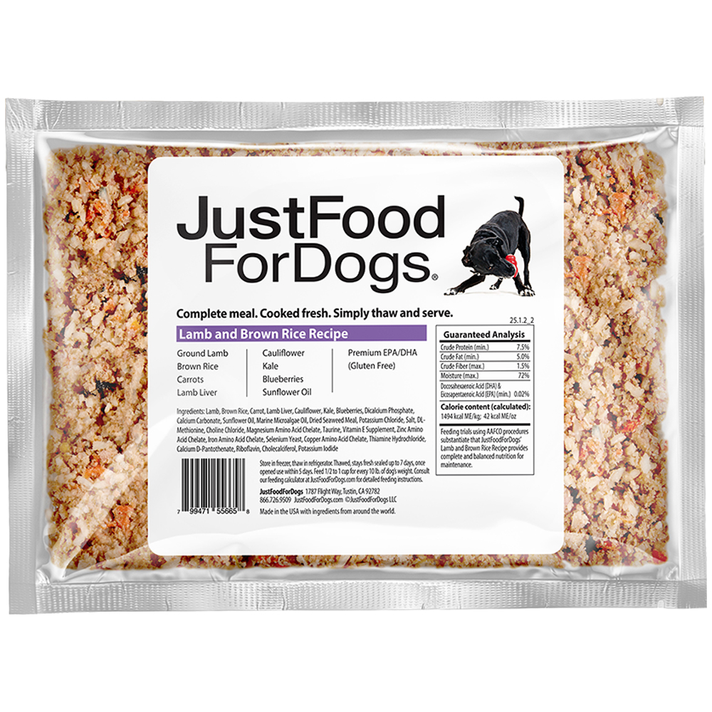 JustFoodForDogs Lamb & Brown Rice Recipe Frozen Cooked Dog Food - Front