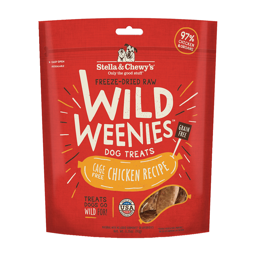 Stella & Chewy's Wild Weenies Cage-Free Chicken Recipe Dog Treats - Front, 3.25 oz