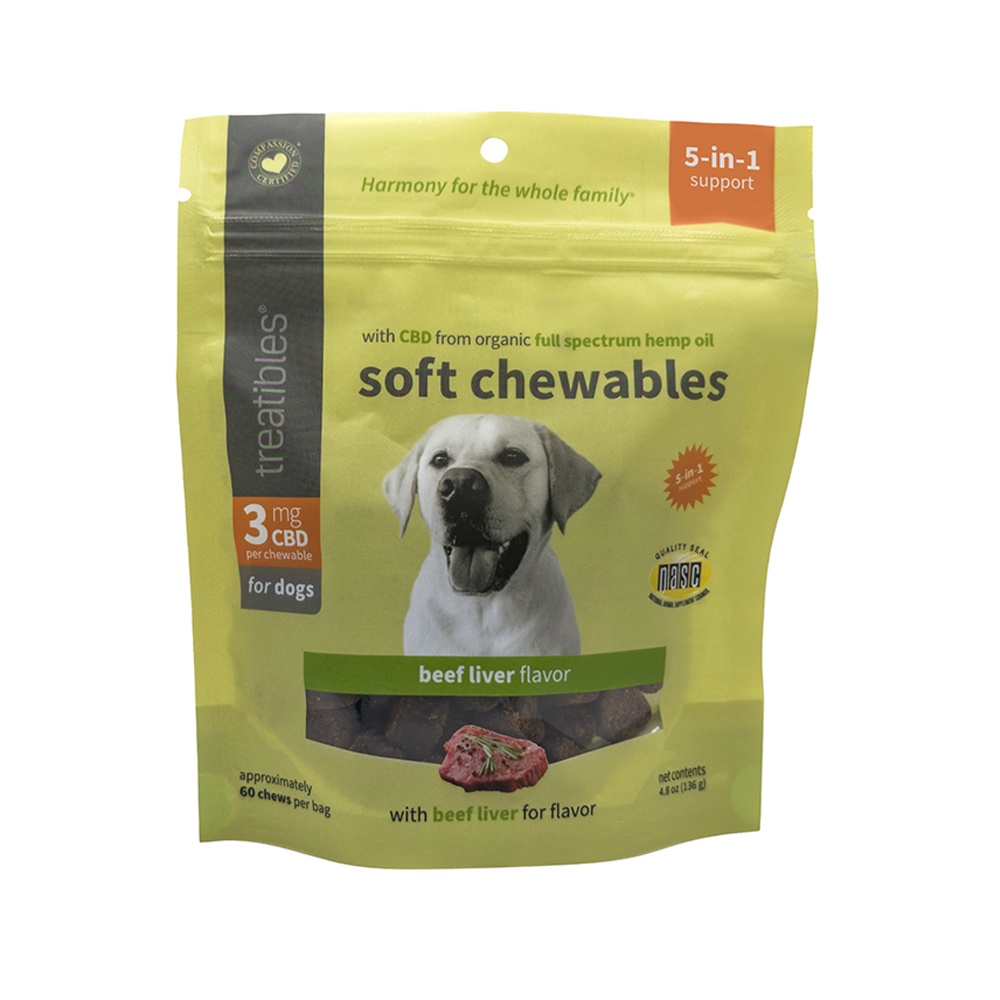 Treatibles Beef Liver Flavor 3 mg CBD Soft Dog Chews - Front