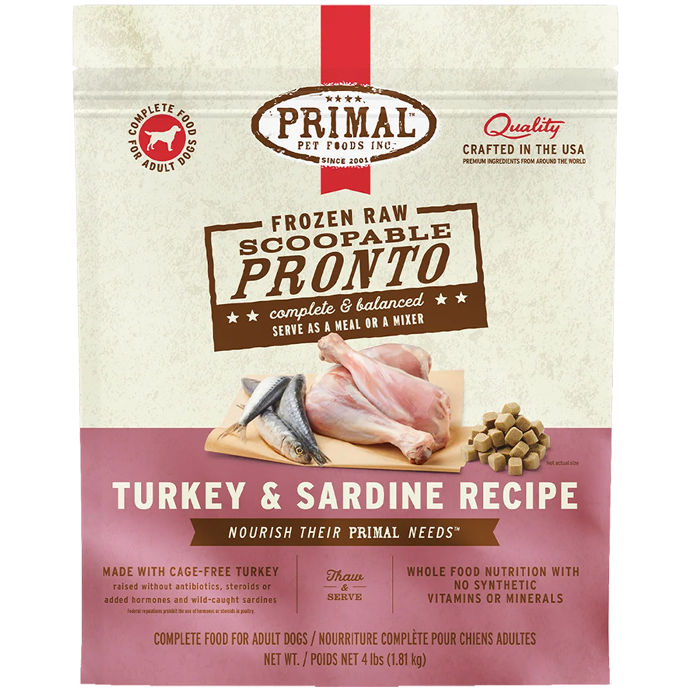 Primal Pronto Raw Frozen Canine Turkey & Sardine Formula Dog Food