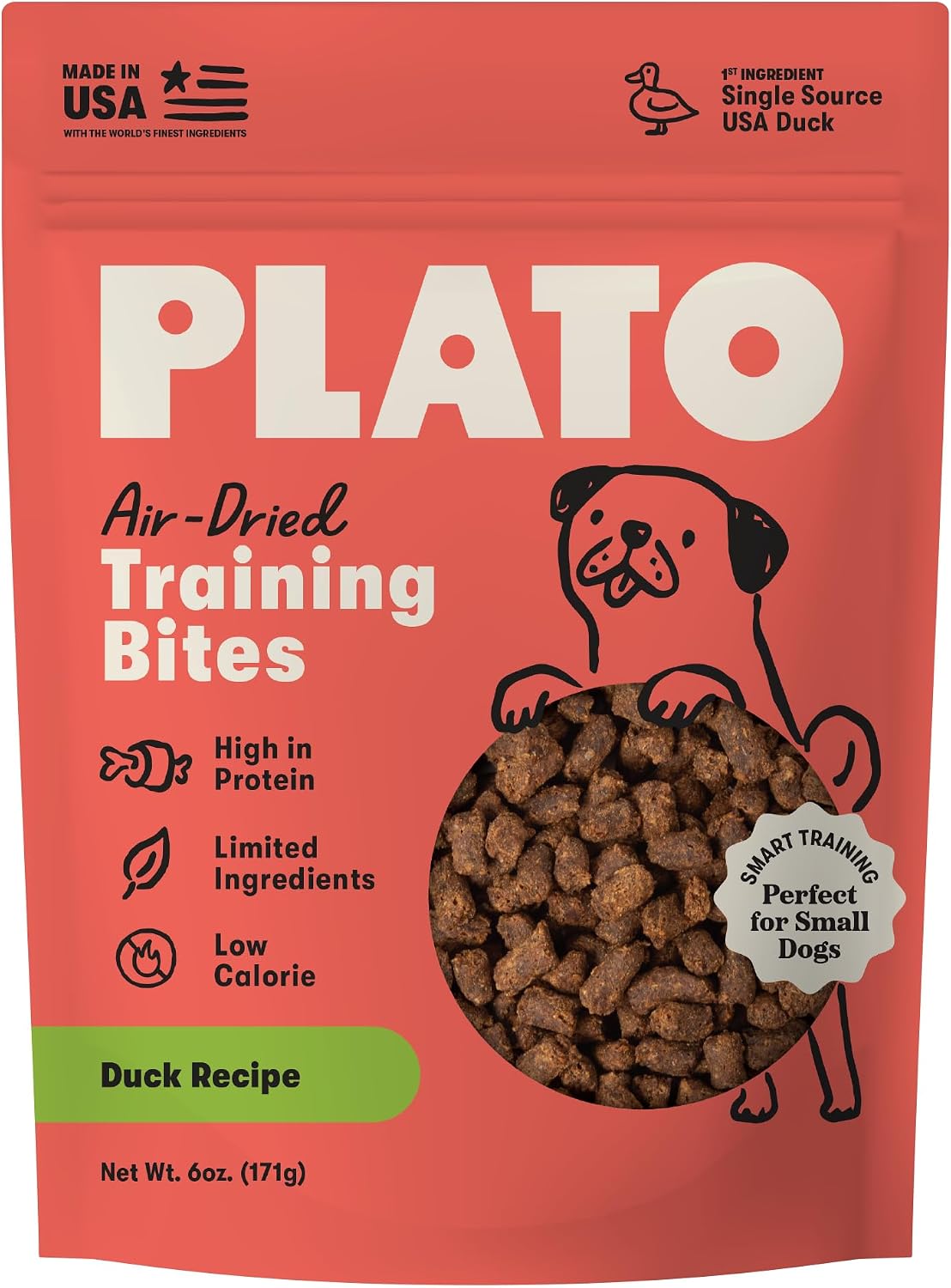 Plato Air-Dried Training Bites Duck Recipe Dog Treats