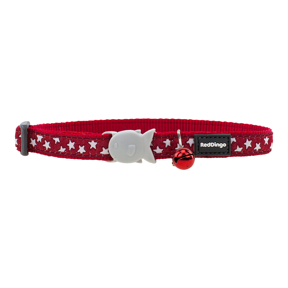 Red Dingo Designs Stars Red Safety Cat Collar