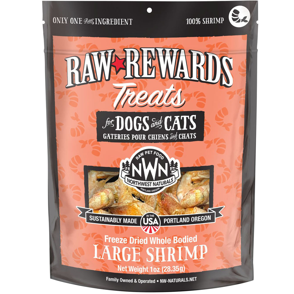 Raw Rewards Freeze Dried Whole Bodied Large Shrimp Cat & Dog Treats - Front