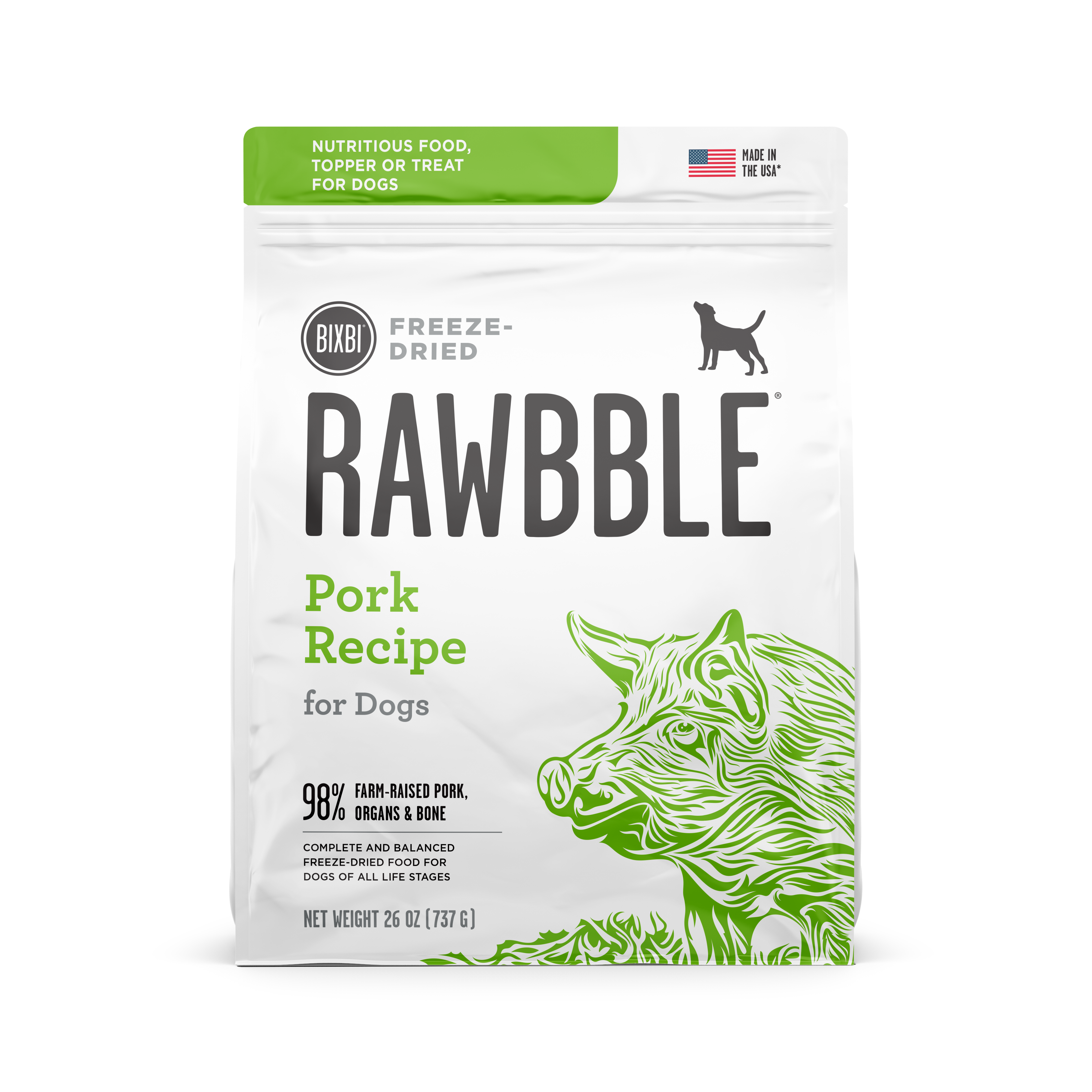 Bixbi Rawbble Pork Recipe Freeze-Dried Dog Food
