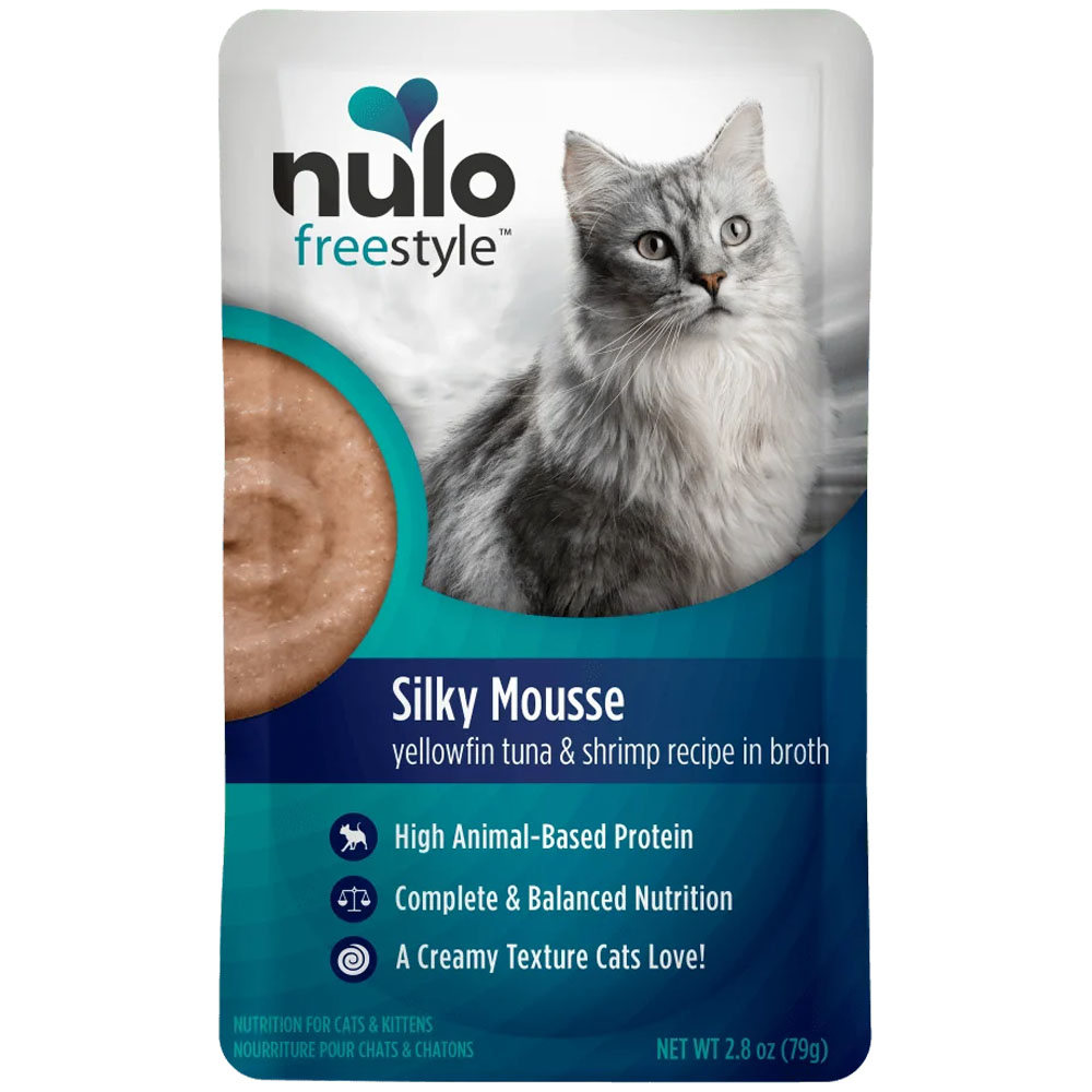 Nulo Freestyle Silky Mousse Yellowfin Tuna & Shrimp Recipe in Broth Kitten & Adult Wet Cat Food - Front
