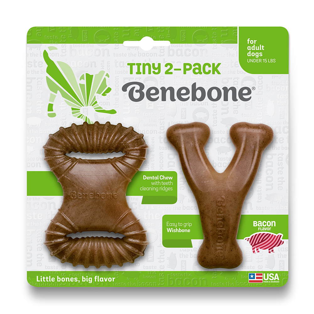 Benebone Tiny 2-Pack w/ Dental Chew & Wishbone Dog Chew Toys - Front