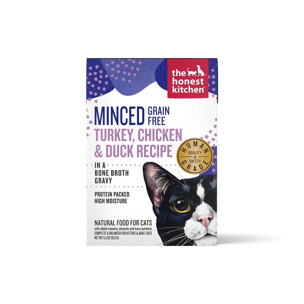 The Honest Kitchen Minced Grain Free Turkey, Chicken & Duck Recipe in Bone Broth Gravy Wet Cat Food - Front