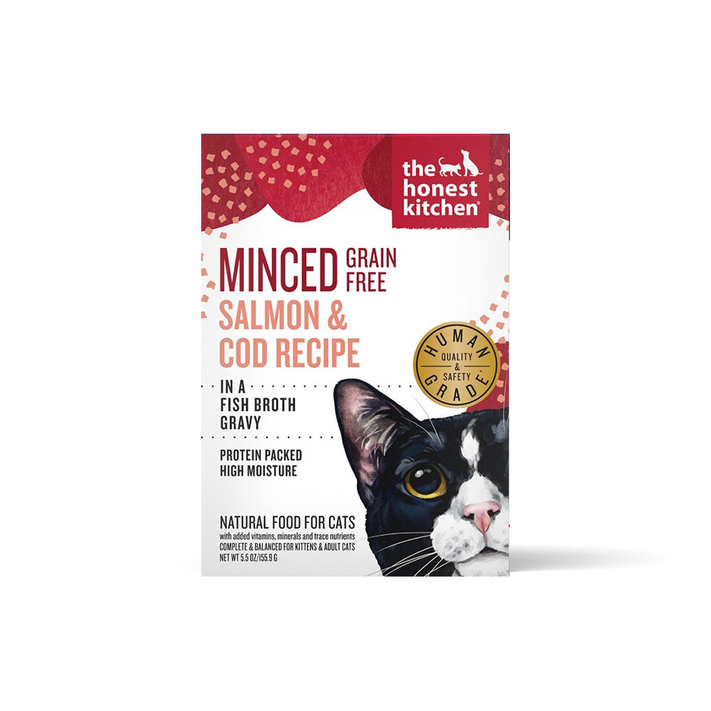 The Honest Kitchen Minced Grain Free Salmon & Cod Recipe in Fish Broth Gravy Wet Cat Food - Front
