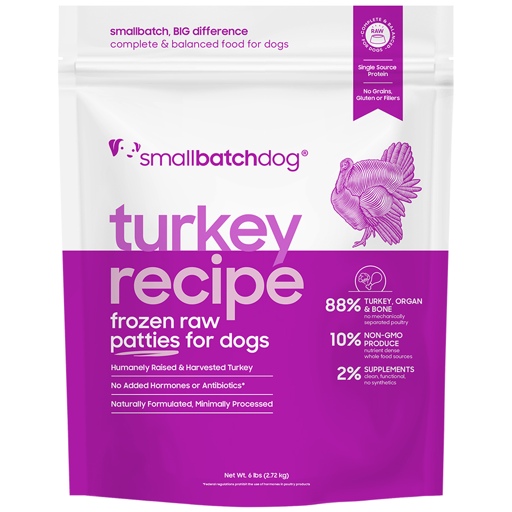 Smallbatch Turkey Recipe Patties Raw Frozen Dog Food - Front, 6 lb