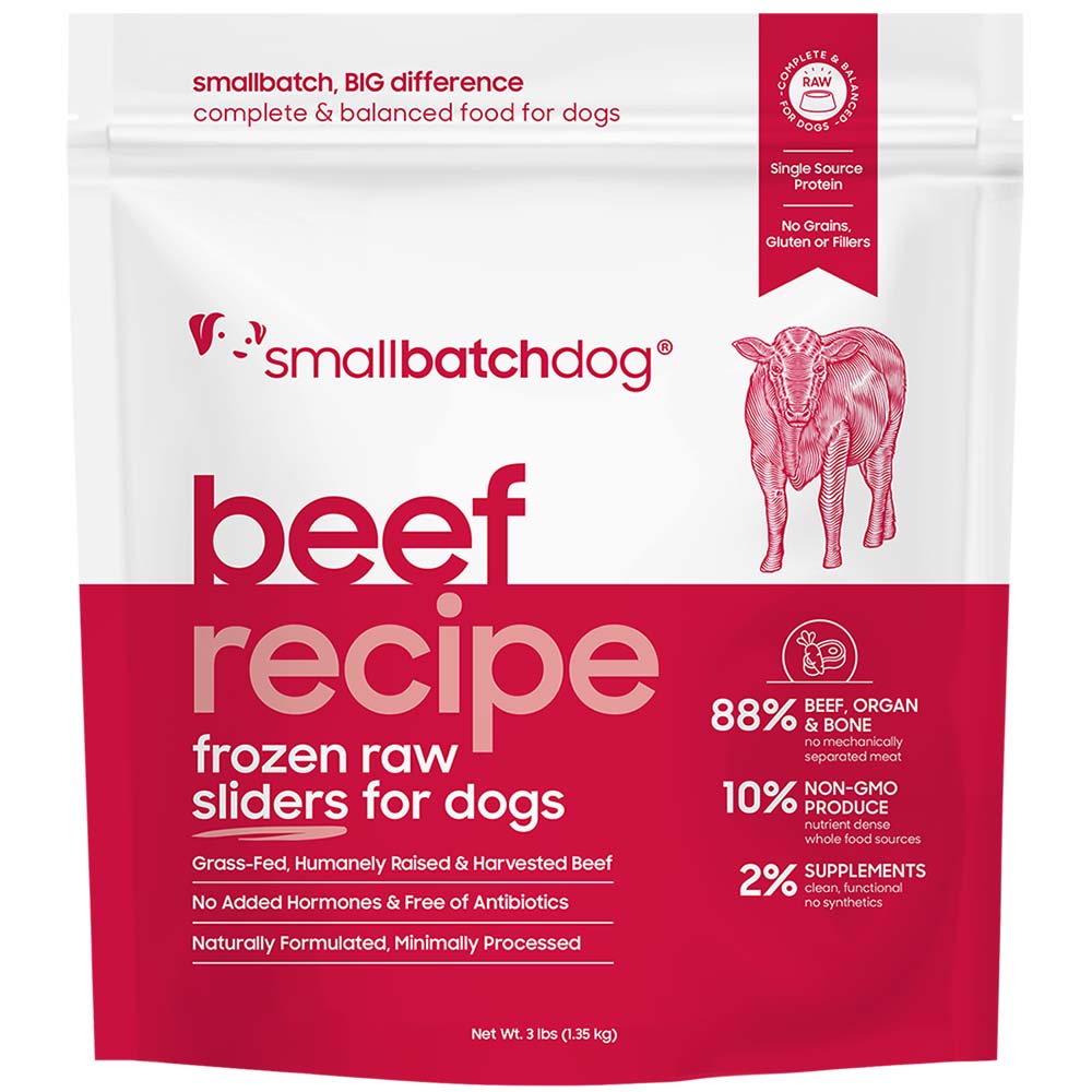 Smallbatch Beef Recipe Sliders Raw Frozen Dog Food - Front