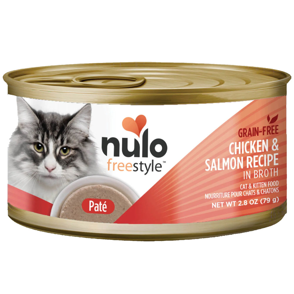 Nulo Freestyle Paté Chicken & Salmon Recipe in Broth Kitten & Adult Canned Cat Food - Front