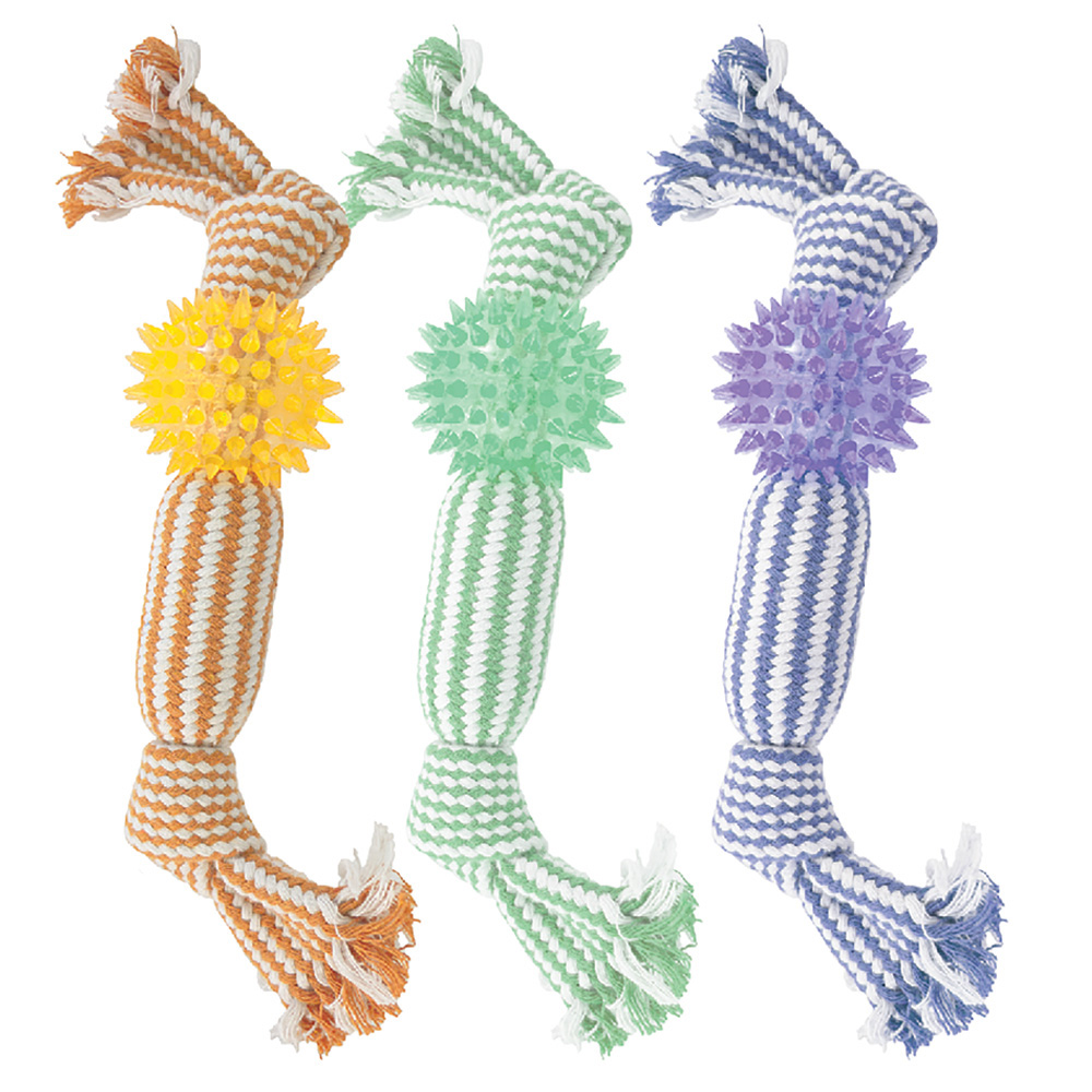 Gnawsome Rope w/ Spiky Ball Dog Toy, Assorted - Front