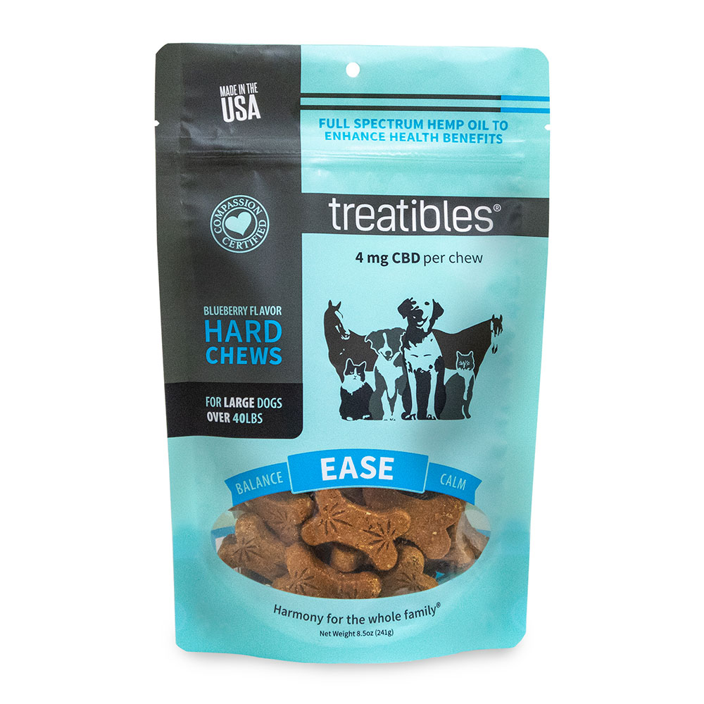Treatibles Ease Full Spectrum Hemp Oil Hard Chews for Large Dogs - Front
