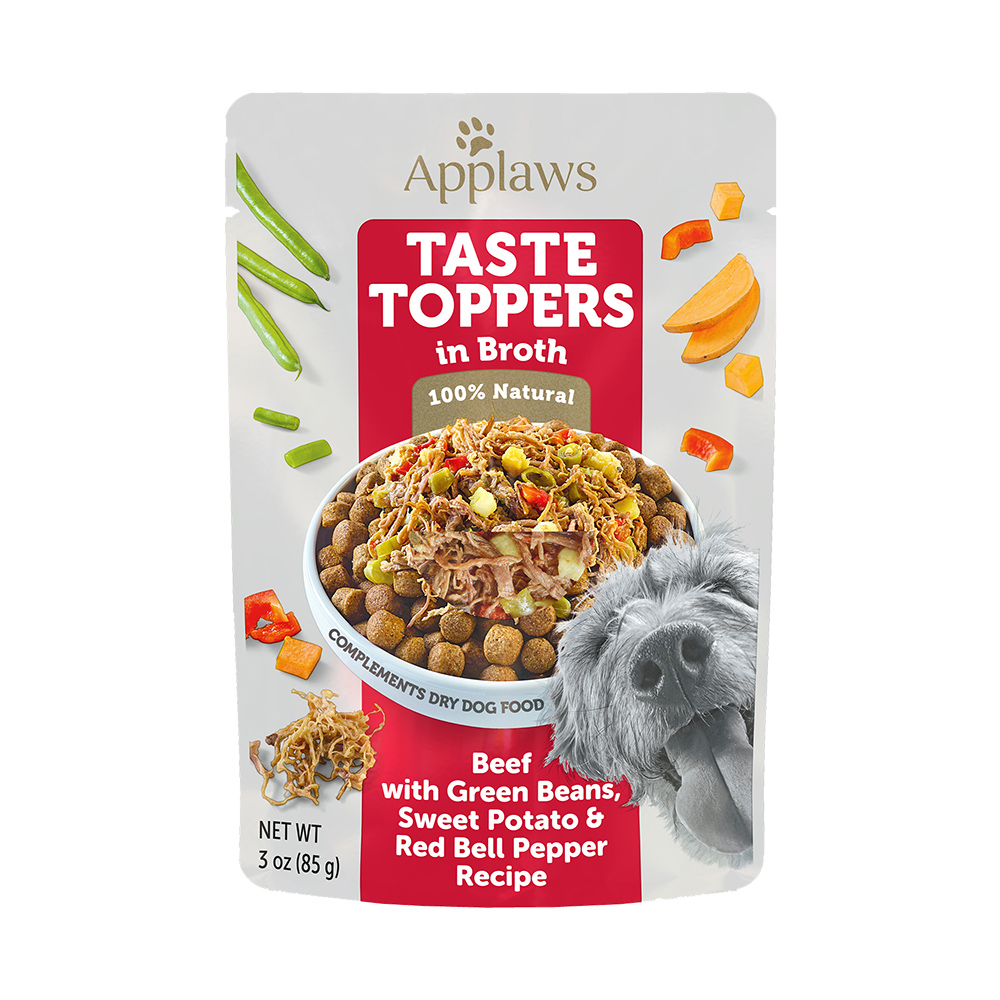 Applaws Taste Toppers in Broth Beef w/ Green Beans, Sweet Potato & Red Bell Pepper Recipe Dog Food Topper - Front