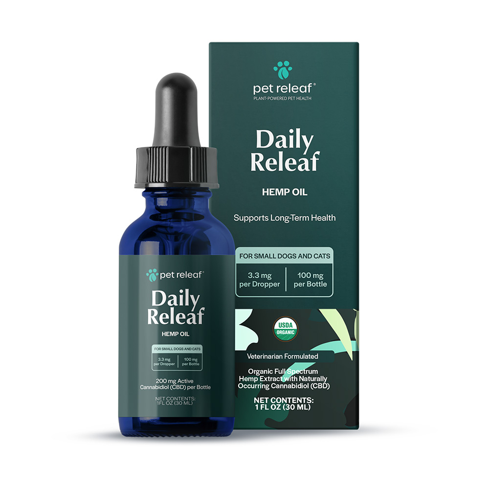 Pet Releaf 100 mg Daily Releaf Organic Hemp Oil for Small Dogs & Cats - Front