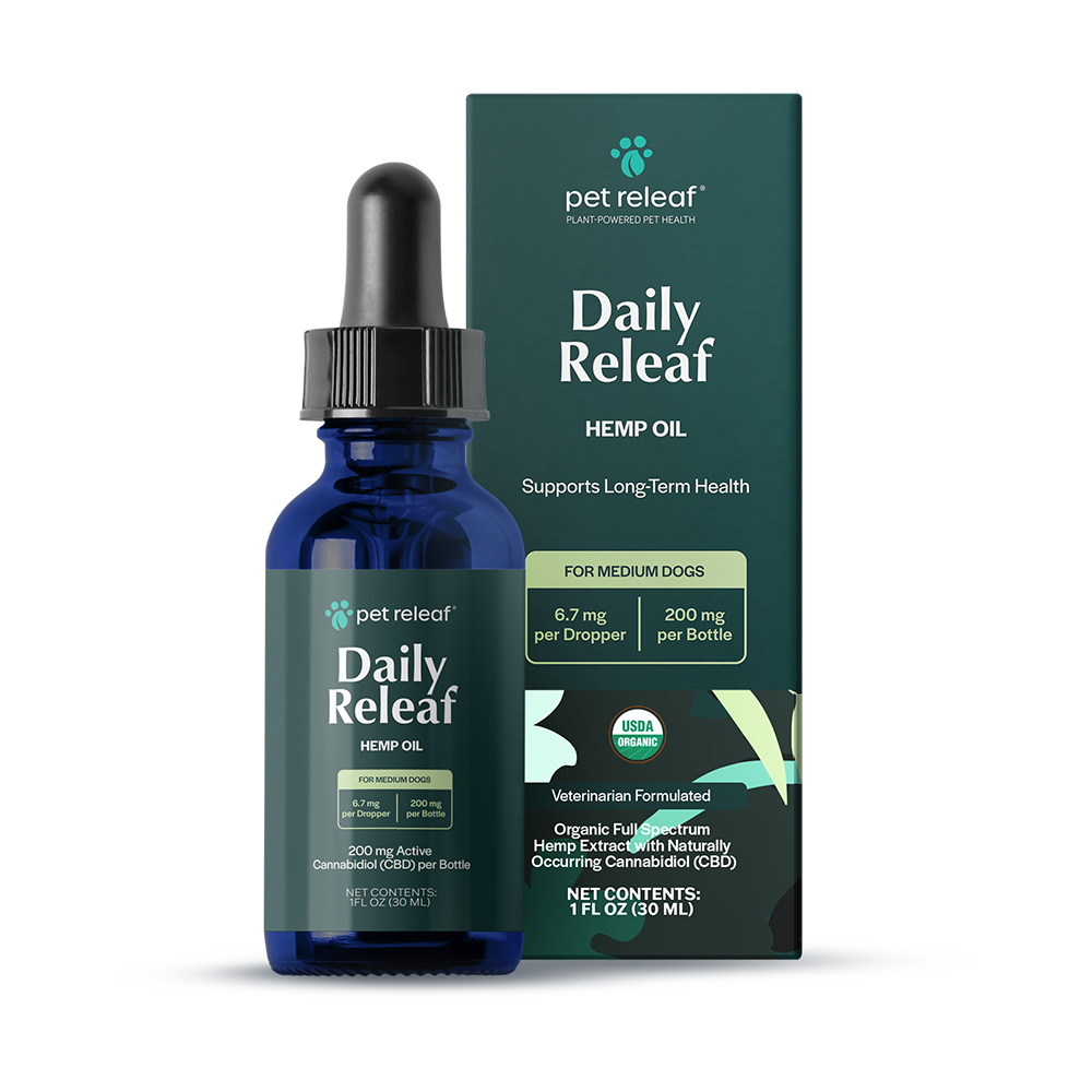Pet Releaf 200 mg Daily Releaf Organic Hemp Oil for Medium Dogs - Front