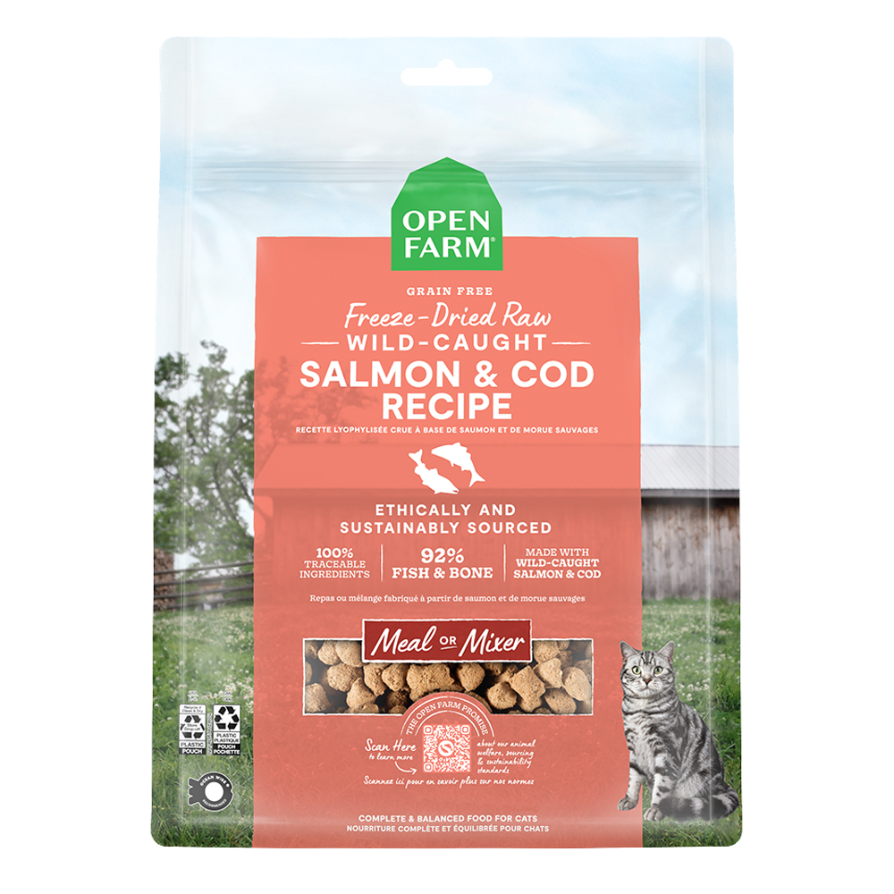 Open Farm Grain Free Wild-Caught Salmon & Cod Recipe Freeze-Dried Raw Cat Food - Front