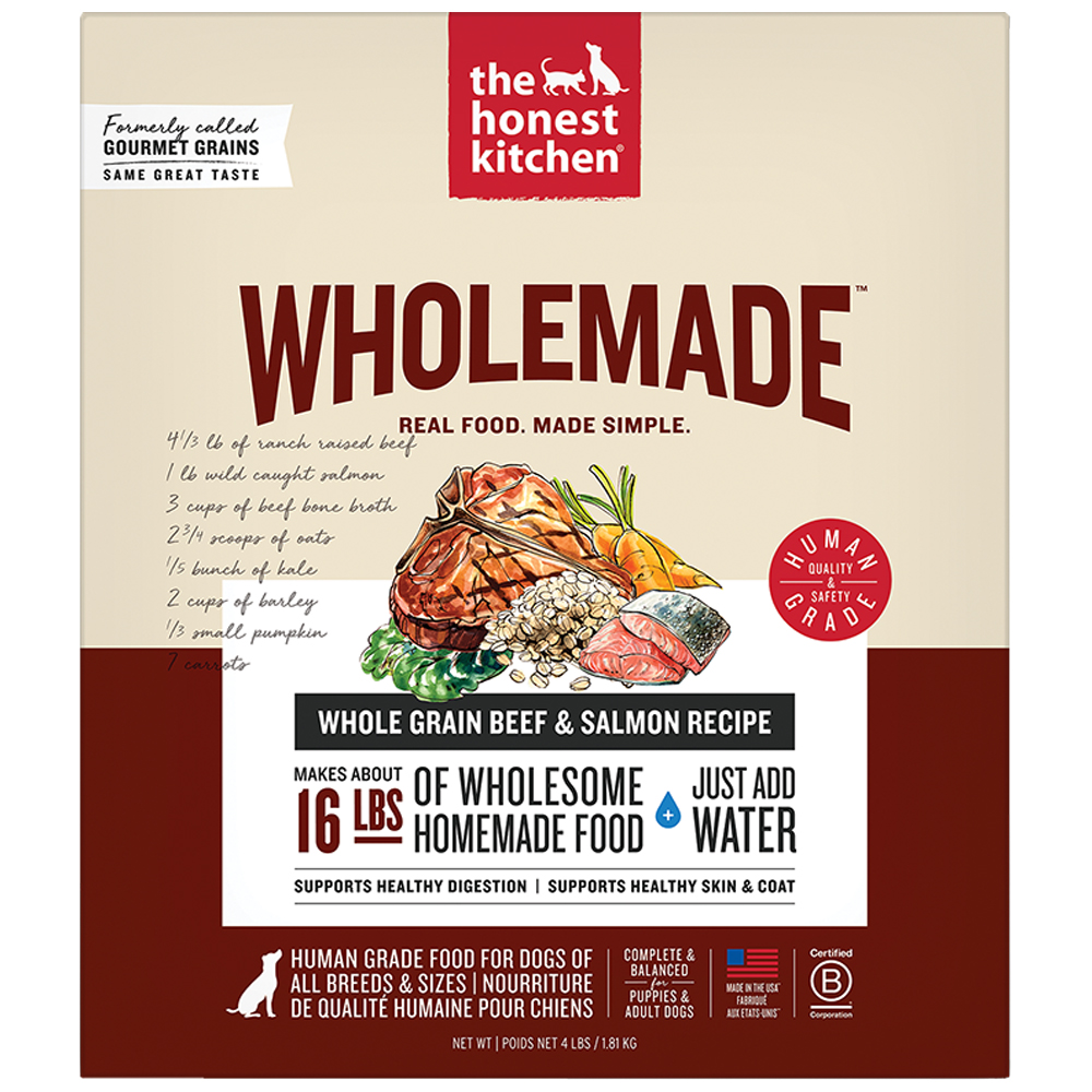 The Honest Kitchen WholeMade Whole Grain Beef & Salmon Recipe Dehydrated Dog Food - Front, 4 lb