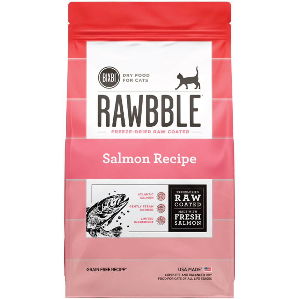 Bixbi Rawbble Freeze-Dried Raw Coated Salmon Recipe Grain Free Dry Cat Food - Front