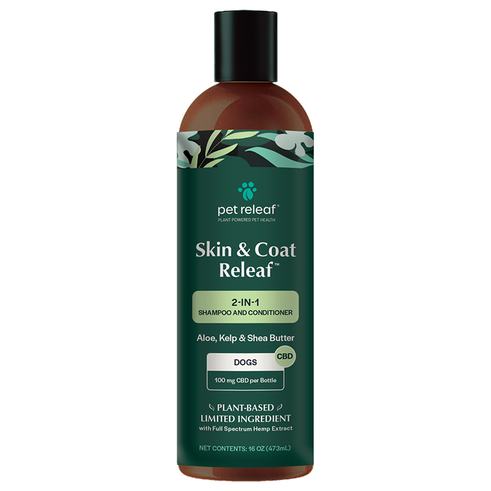 Pet Releaf Skin & Coat Releaf 2-In-1 w/ Aloe, Kelp & Shea Butter Dog CBD Shampoo & Conditioner - Front