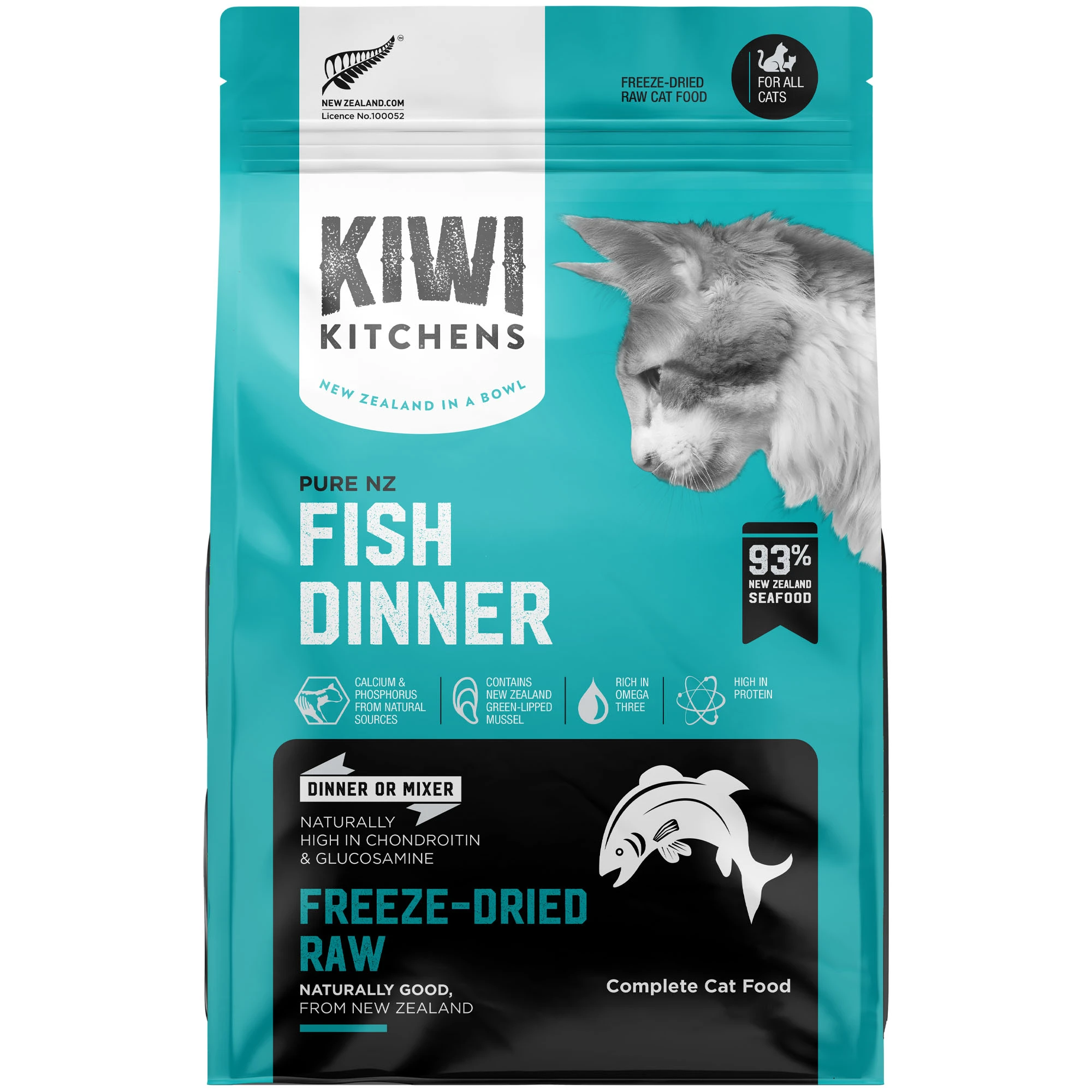 Kiwi Kitchens Pure NZ Fish Dinner Freeze-Dried Raw Cat Food - Front