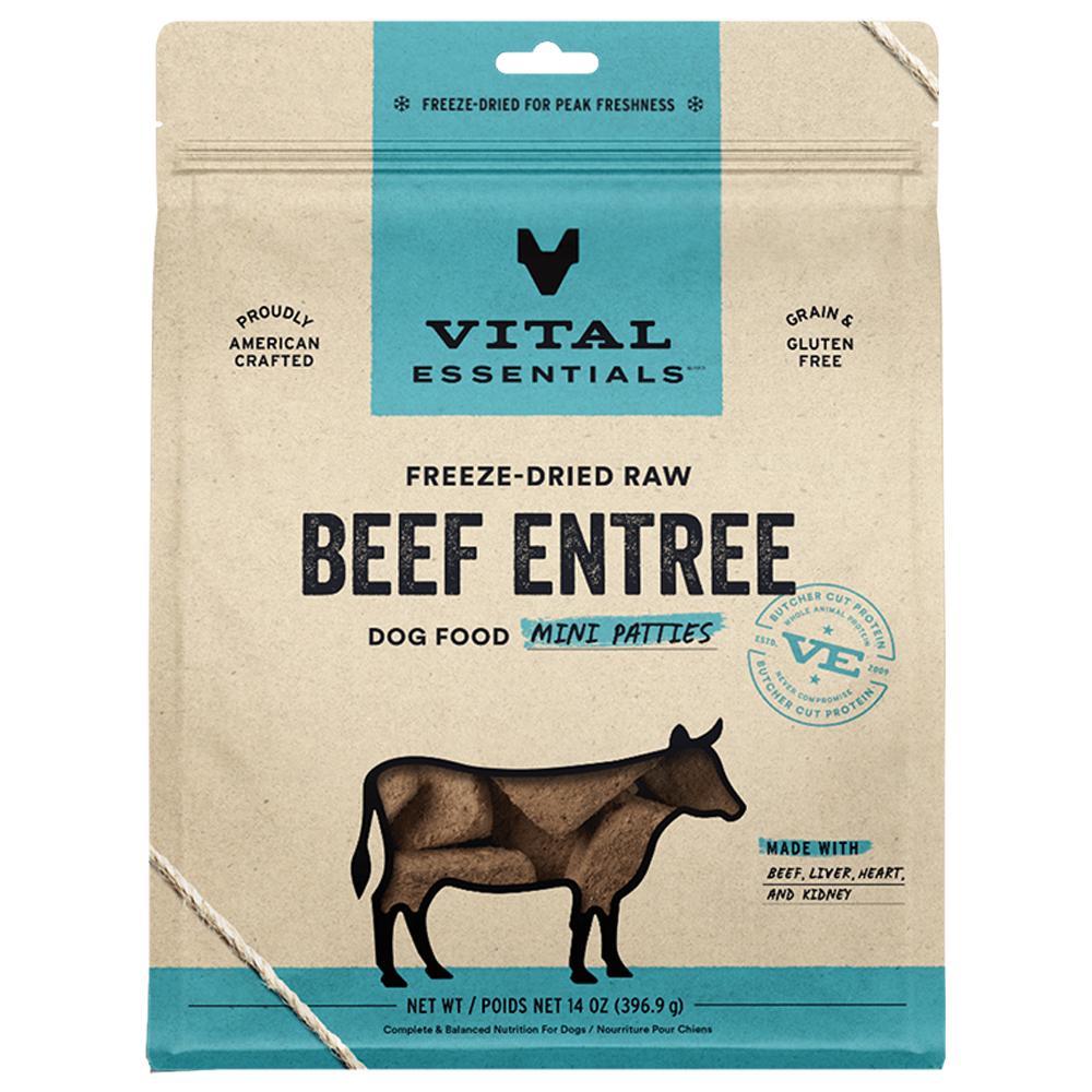 Vital Essentials Beef Entrée Mini Nibs FreezeDried Raw Dog Food