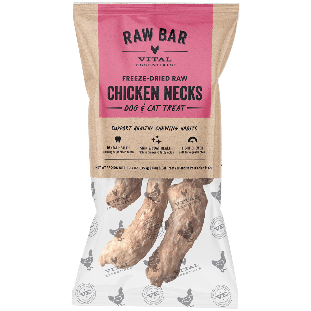Vital Essentials Raw Bar Chicken Neck Freeze-Dried Raw Dog & Cat Treat - Front