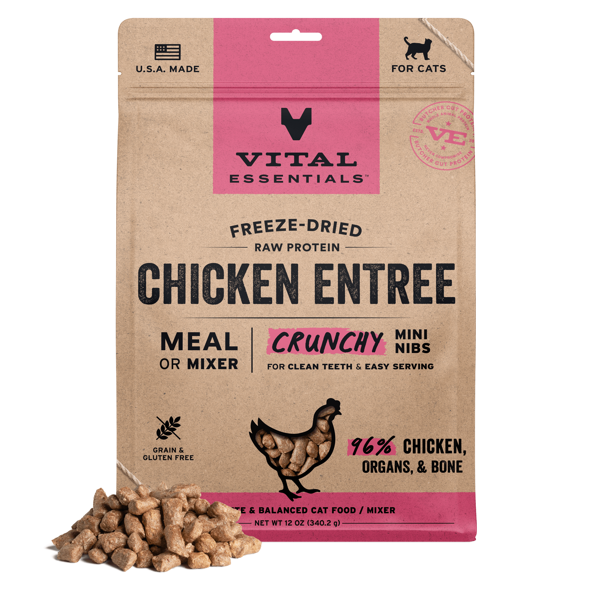 Vital Essentials Chicken Entrée Mini Nibs Freeze-Dried Raw Cat Food