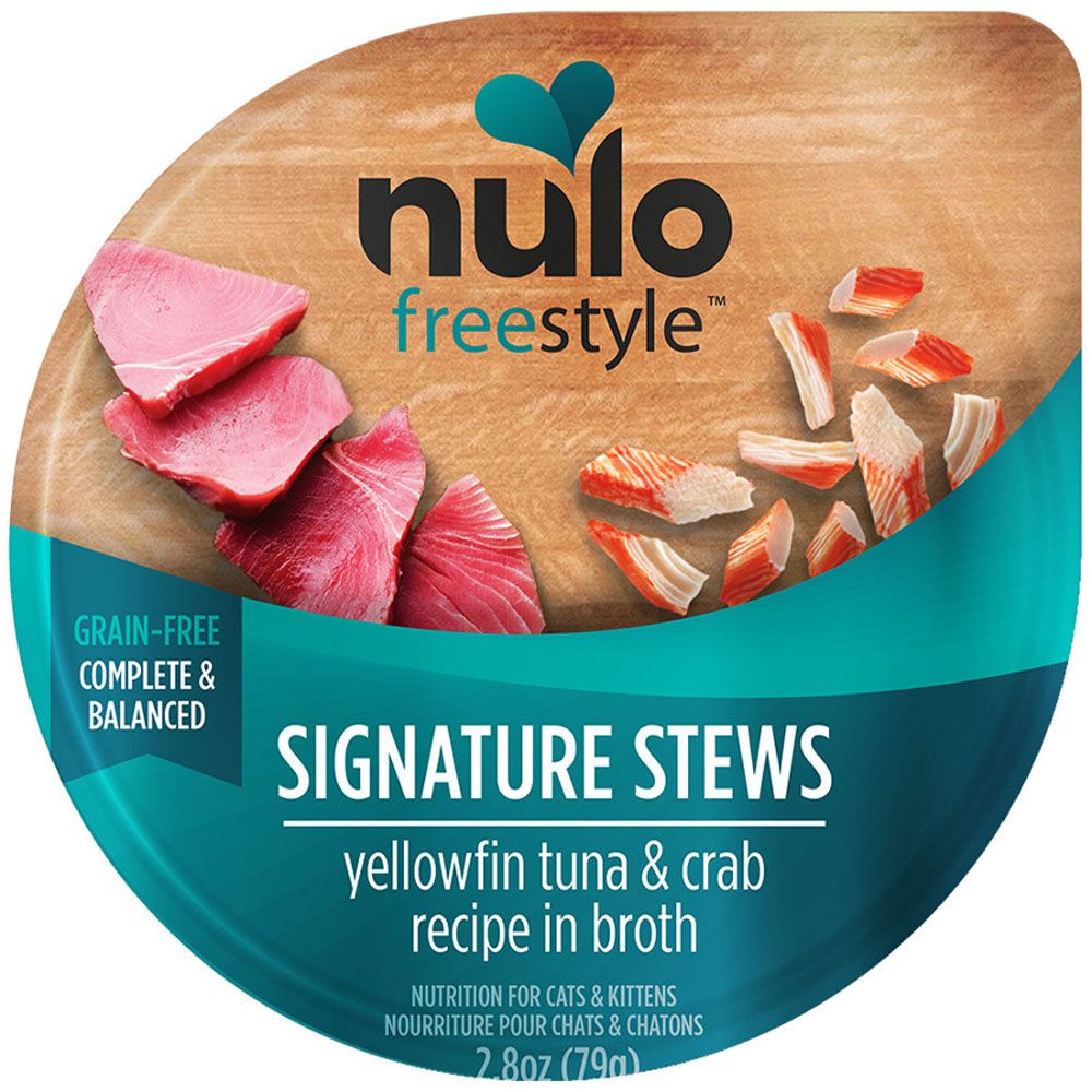 Nulo Freestyle Signature Stews Yellowfin Tuna & Crab Recipe in Broth Kitten & Adult Wet Cat Food - Front