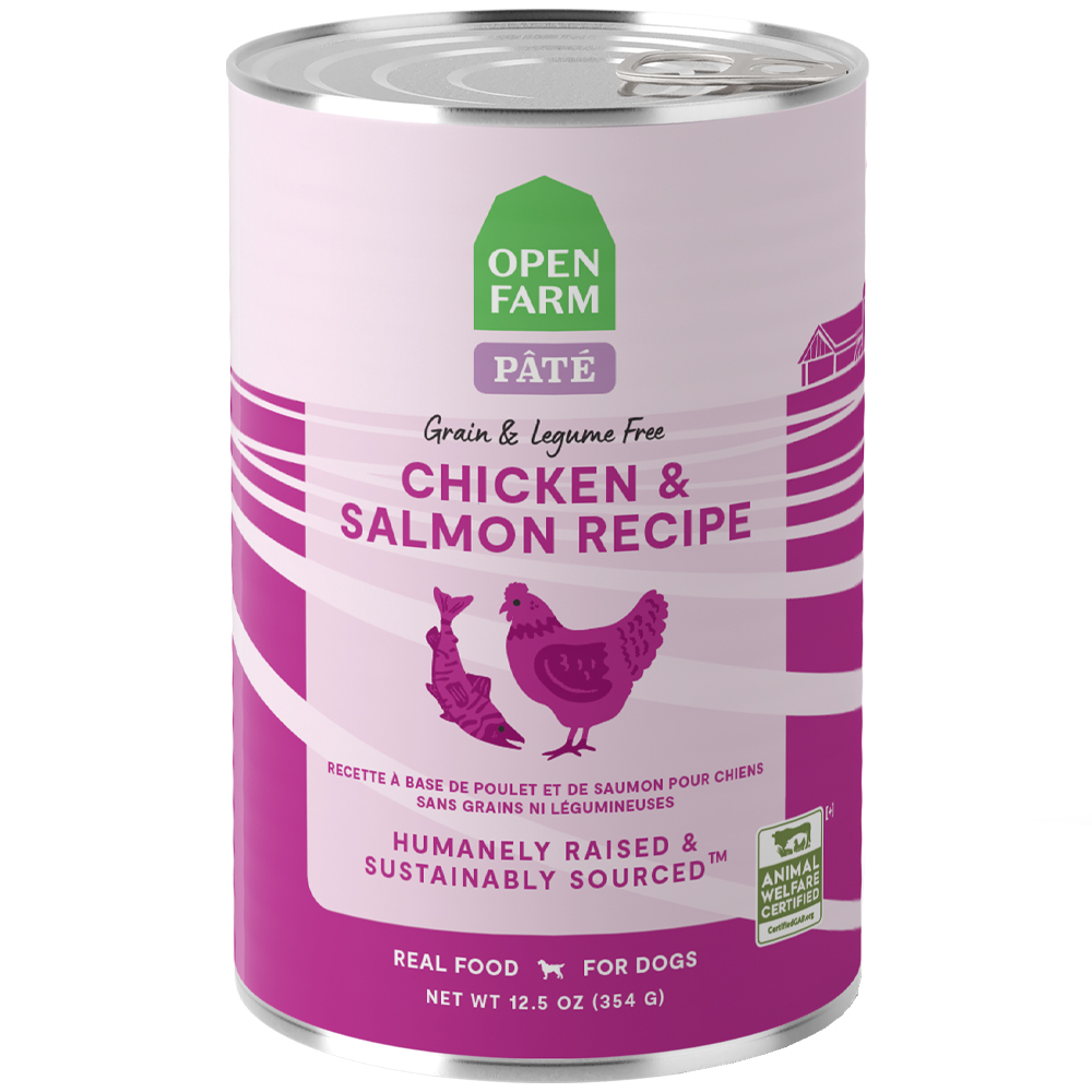 Open Farm Grain & Legume Free Chicken & Salmon Recipe Pate Canned Dog Food - Front