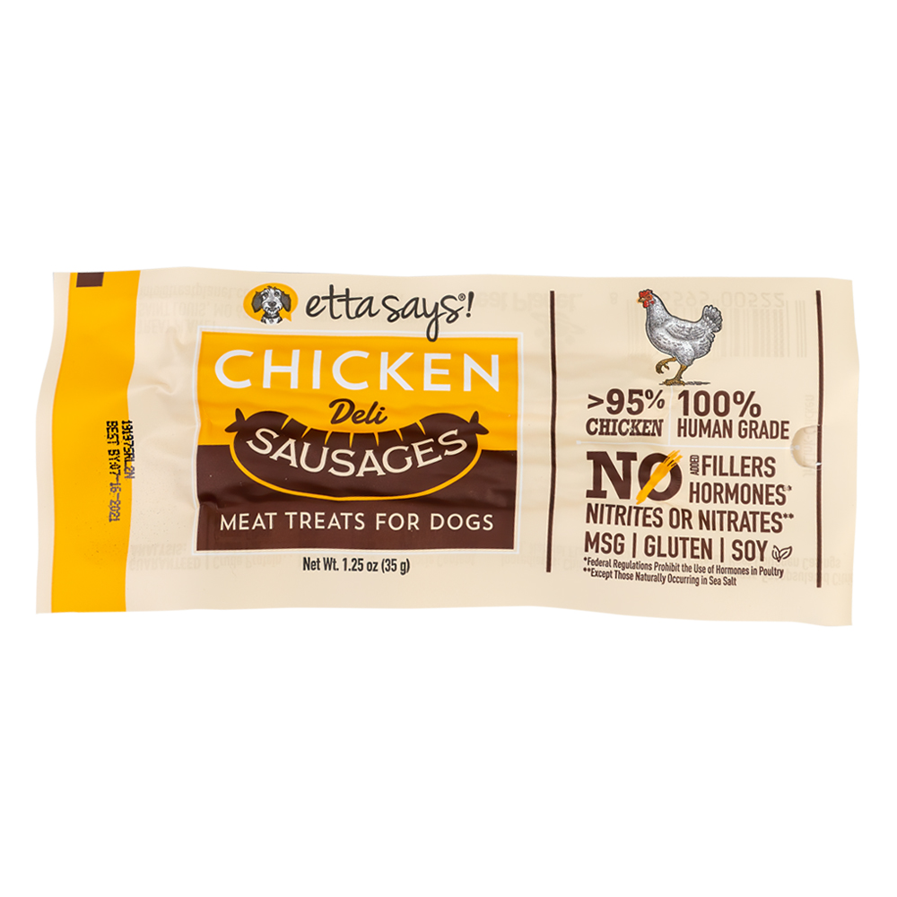 Etta Says! Chicken Deli Sausages Meat Dog Treats - Front