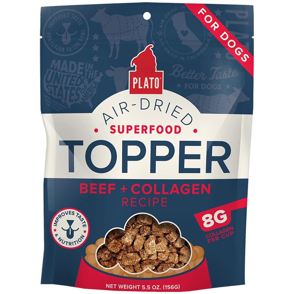 Plato Beef + Collagen Recipe Air-Dried Dog Food Topper - Front