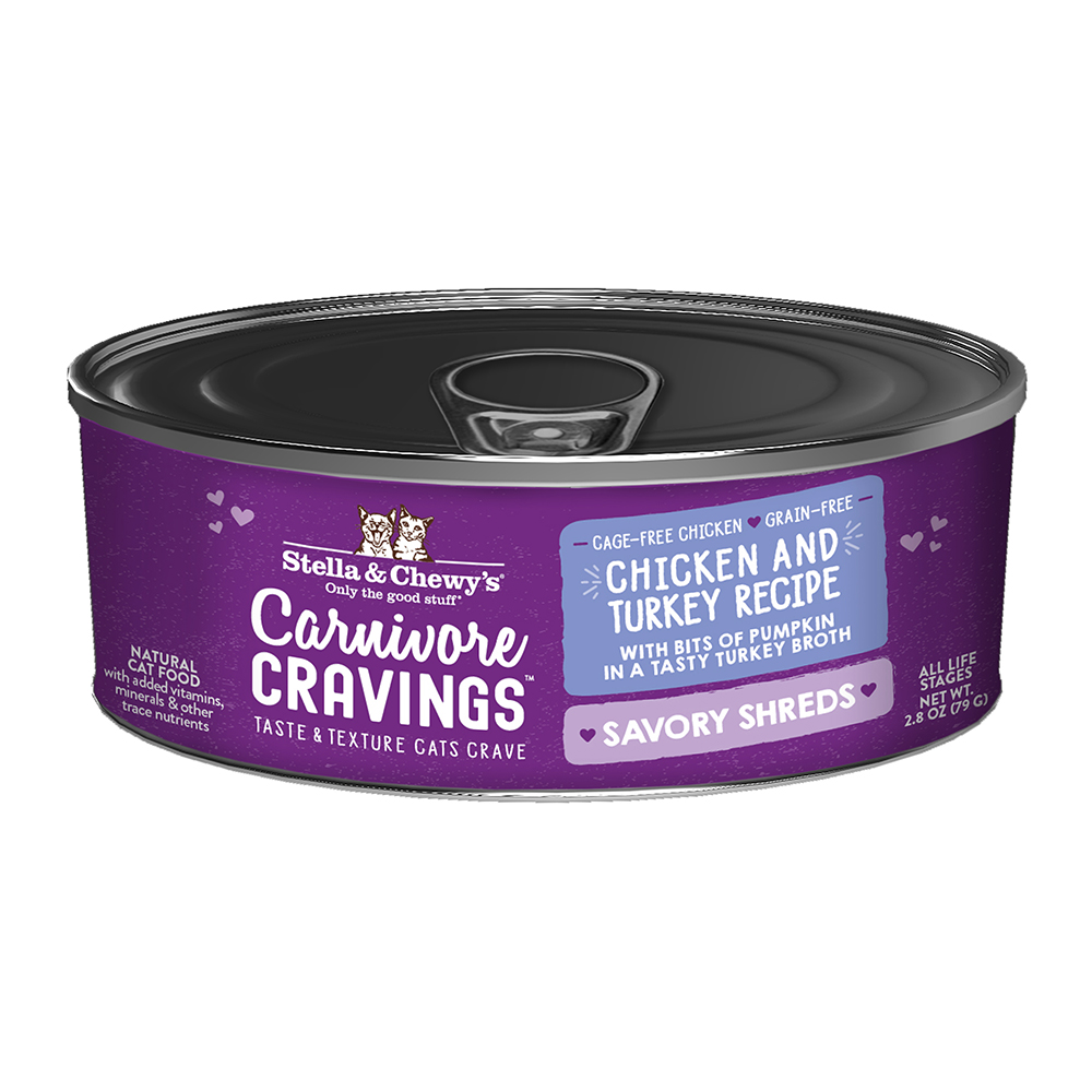 Stella & Chewy's Carnivore Cravings Chicken & Turkey Recipe Savory Shreds Canned Cat Food - Front