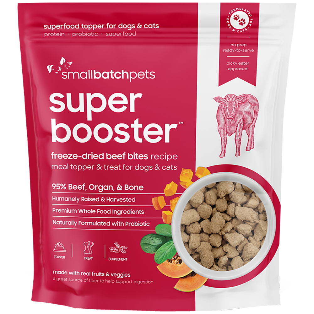 Smallbatch Supper Booster Freeze-Dried Beef Bites Recipe Dog & Cat Food Topper - Front
