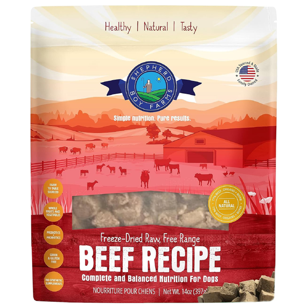 Shepherd Boy Farms Free Range Beef Recipe Freeze-Dried Raw Dog Food - Front