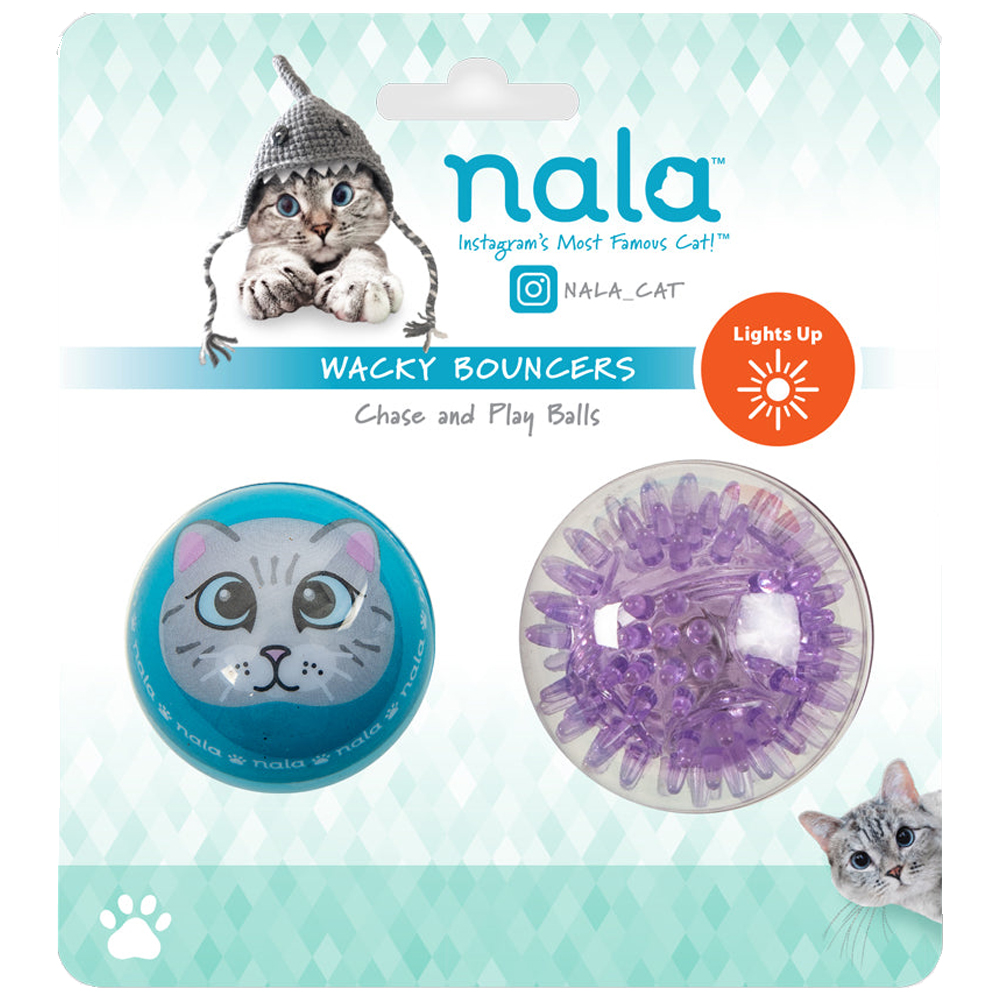 Nala Wacky Bouncers Chase & Play Balls Cat Toys, 2-Pack - Front