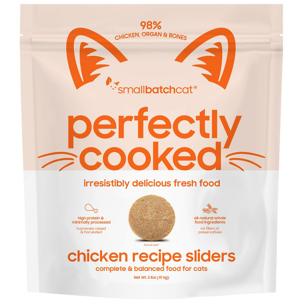 Smallbatch Perfectly Cooked Chicken Recipe Sliders Frozen Cat Food - Front