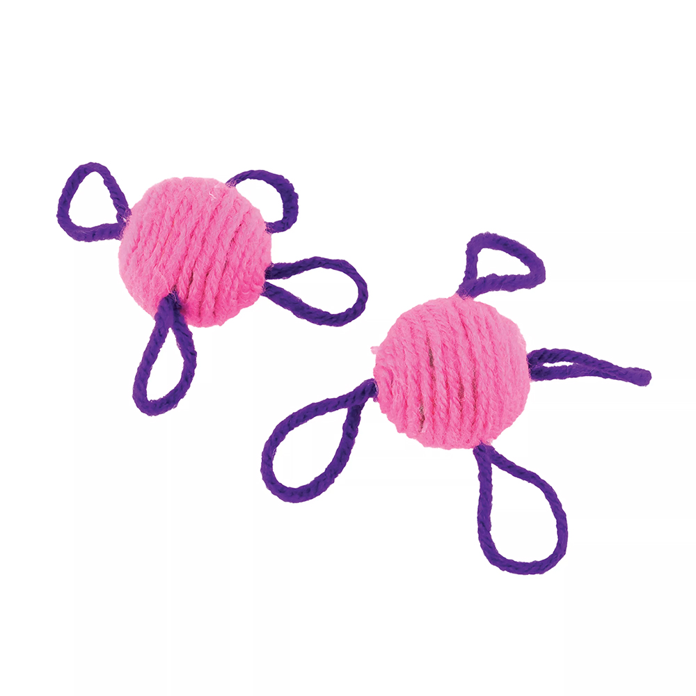 Turbo Pink Wool Balls Batting Cat Toys, 2-Pack - Front