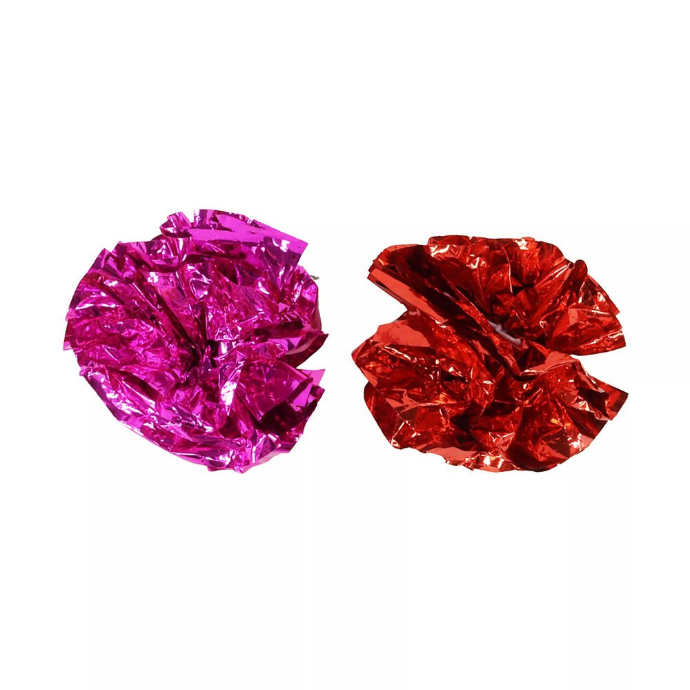 Turbo Red & Pink Krinkle Balls Batting Cat Toys, 2-Pack - Front
