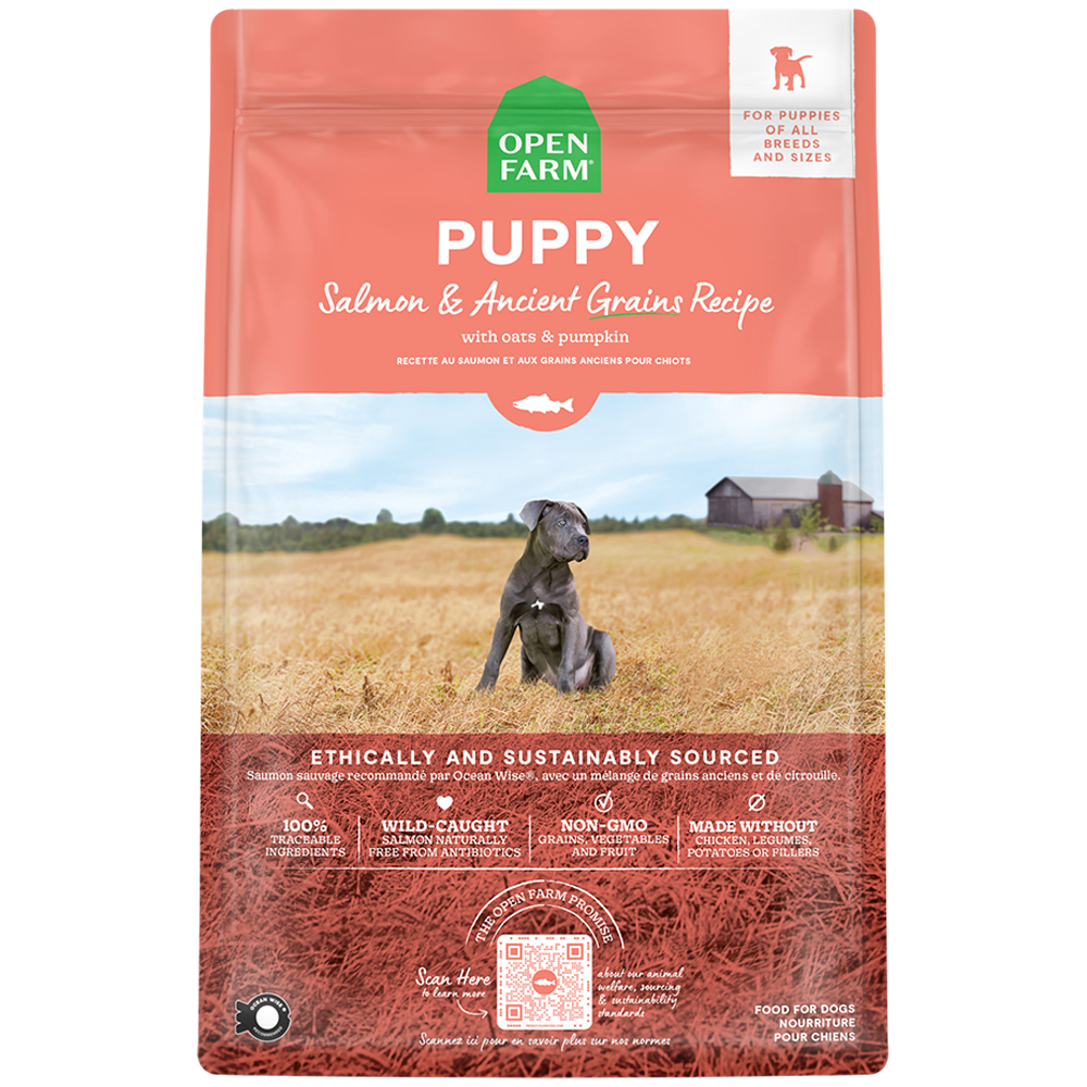 Open Farm Puppy Salmon & Ancient Grains Recipe w/ Oats & Pumpkin Dry Dog Food - Front