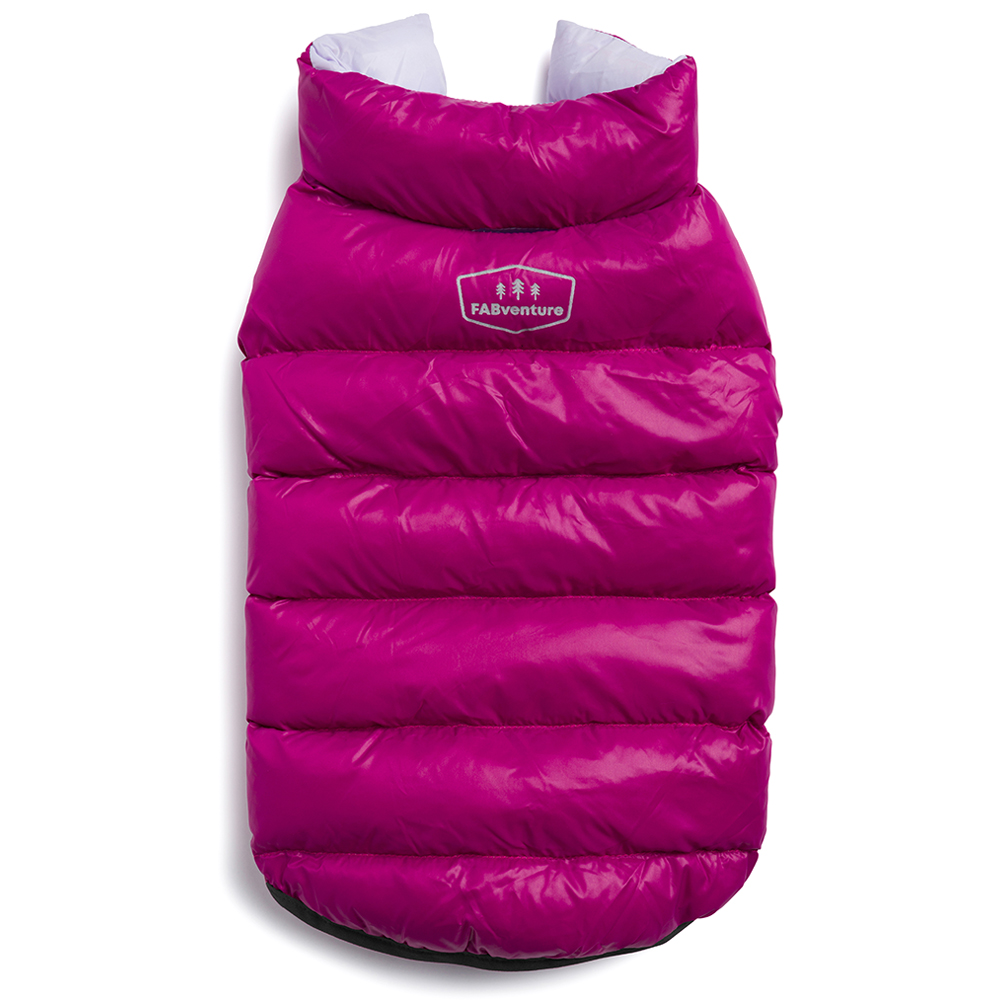 FABventure Pink & Lavender Reversible Puffer Dog Jacket - Front, Pink