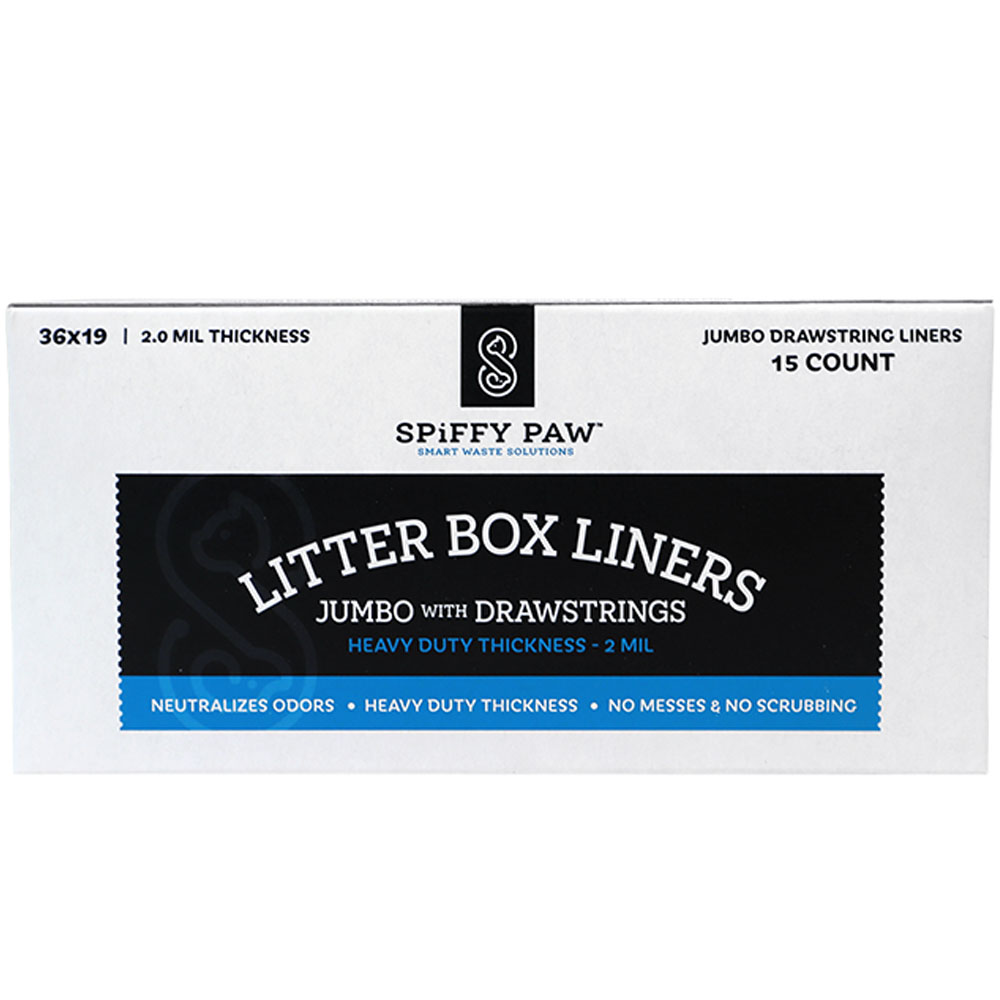 Spiffy Paw Jumbo Drawstring Disposable Litter Box Liners - Front, Box