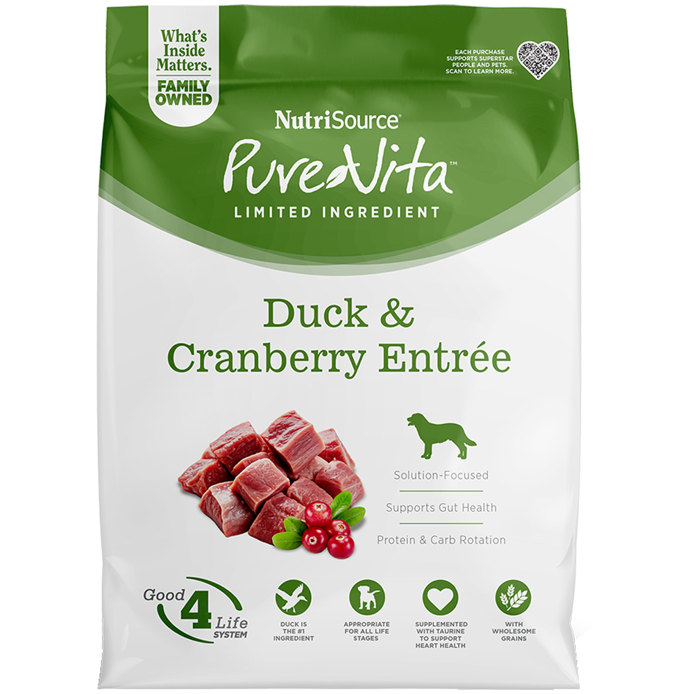 PureVita Limited Ingredient Duck & Cranberry Entrée Dry Dog Food - Front