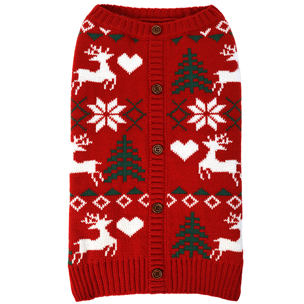 Fetch Your Own Adventure Reindeer Cardigan Holiday Dog Sweater