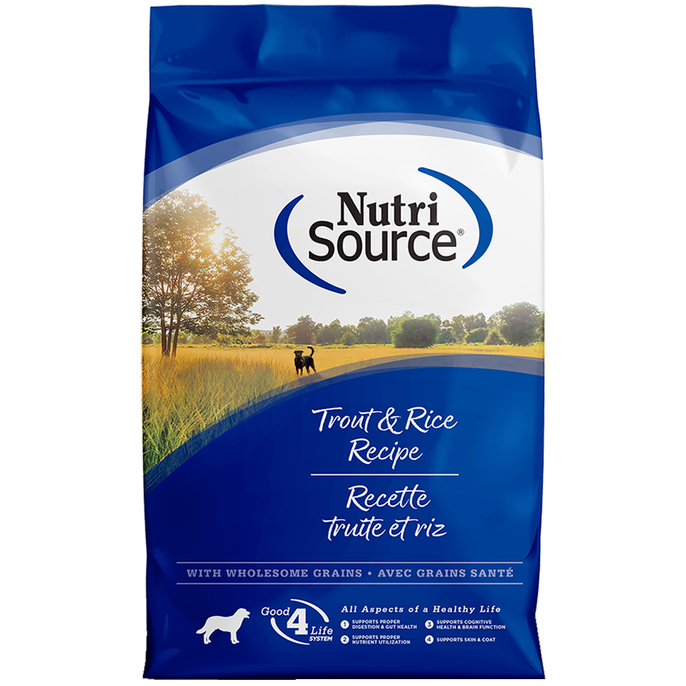 NutriSource Trout & Rice Recipe w/ Wholesome Grains Dry Dog Food - Front