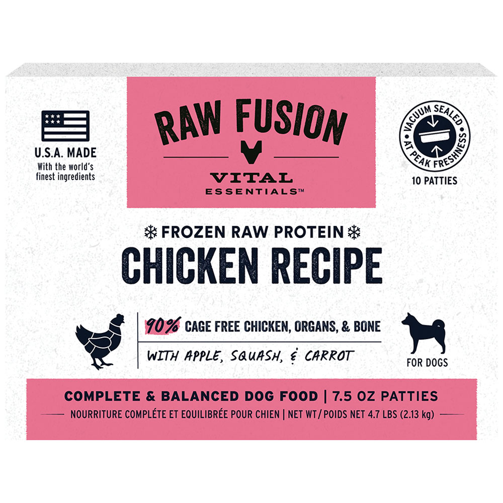 Vital Essentials RAW FUSION Chicken Recipe Patties Frozen Raw Dog Food - Front