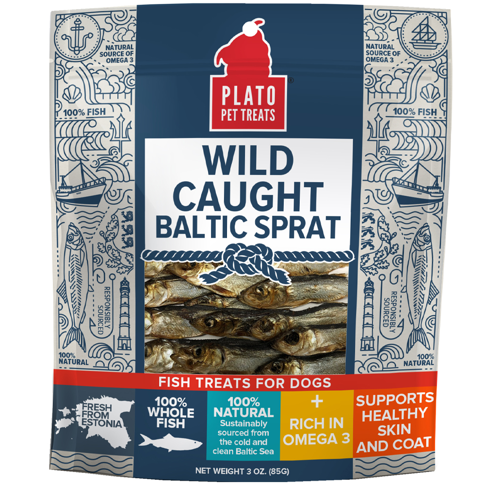 Plato Wild Caught Baltic Sprat Dog Treats - Front